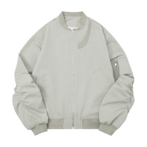 Sage Green Ruched Bomber