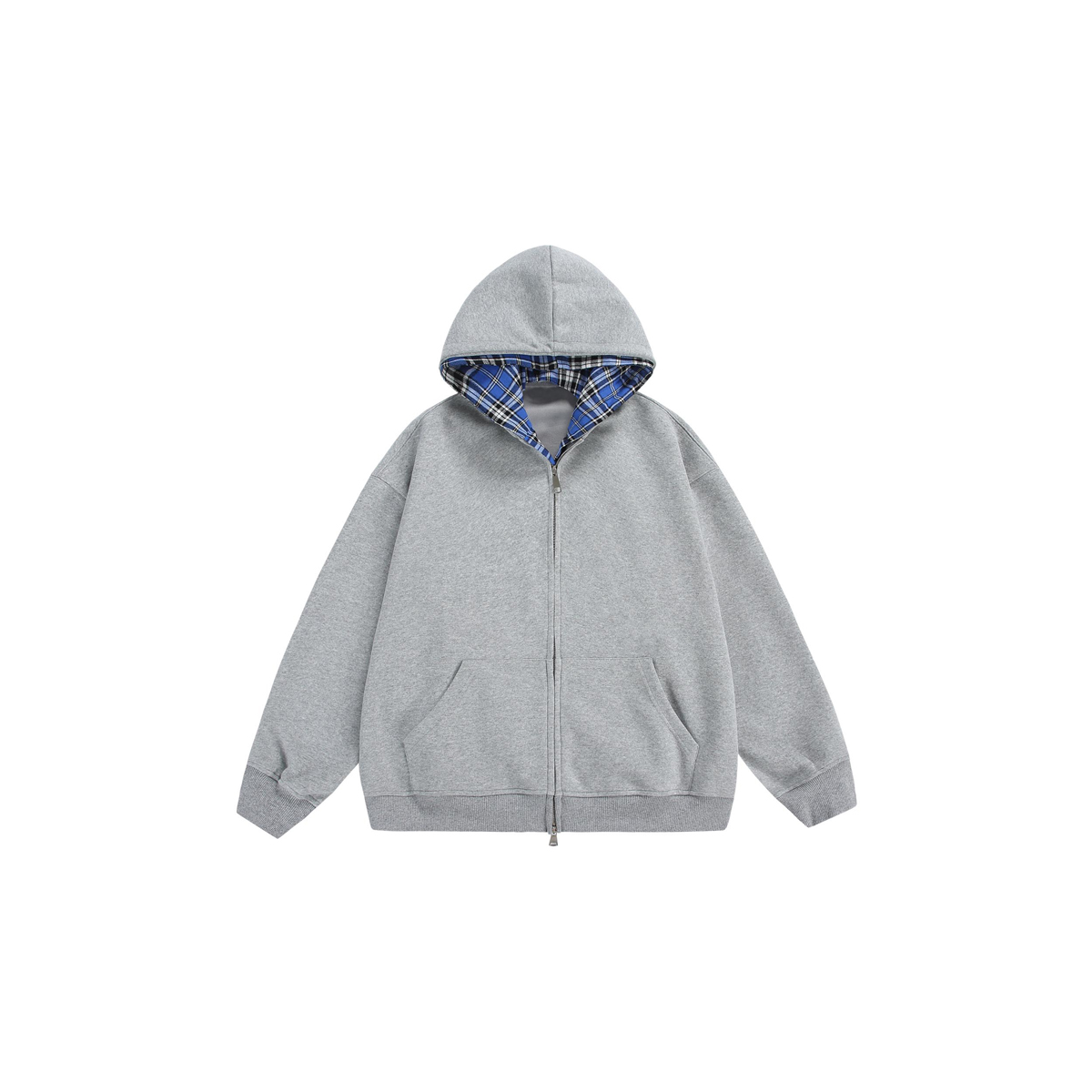 Plaid Lined Gray Hoodie