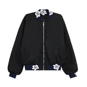Floral Embroidered Bomber Jacket